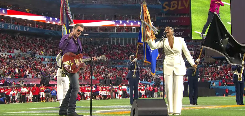 Jazmine Sullivan & Eric Church Sing the National Anthem at Super Bowl LV